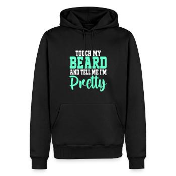 Citation de barbe, Touche ma barbe et dis-moi que je suis jolie - Sweat à capuche Premium bio Homme - noir - Devant - Nico (187cm)