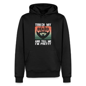 Citation de barbe, Touche ma barbe et dis-moi que je suis jolie - Sweat à capuche Premium bio Homme - noir - Devant - Nico (187cm)