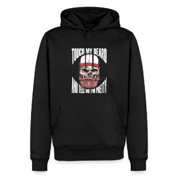 Citation de barbe, Touche ma barbe et dis-moi que je suis jolie - Sweat à capuche Premium bio Homme - noir - Devant - Nico (187cm)