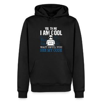 Programmeur Développeur Codage Codeur - Sweat à capuche Premium bio Homme - noir - Devant - Nico (187cm)