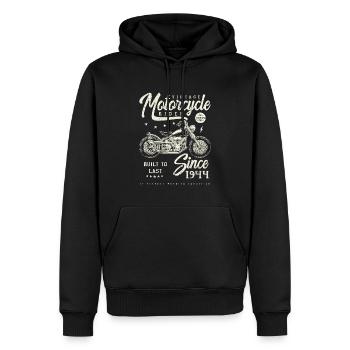 Moto Vintage Motards Moto Anniversaire 1944 - Sweat à capuche Premium bio Homme - noir - Devant - Nico (187cm)