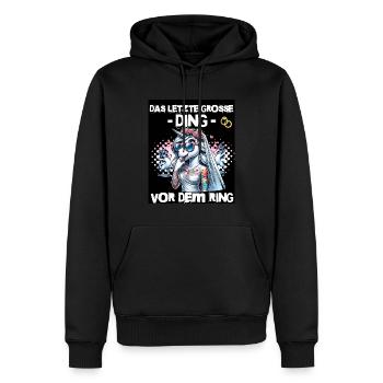 JGA Braut Junggesellinnenabschied Poltern Frauen - Männer Premium Bio Hoodie - Schwarz - Vorne - Nico (187cm)