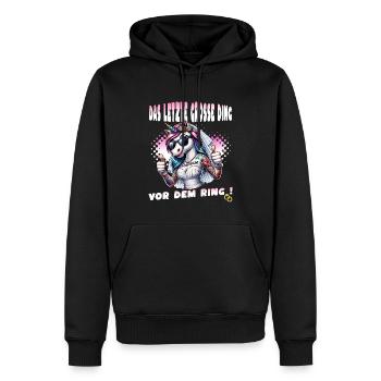JGA Braut Junggesellinnenabschied Poltern Frauen - Männer Premium Bio Hoodie - Schwarz - Vorne - Nico (187cm)