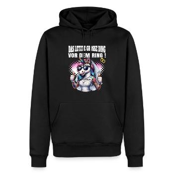 Enterrement de vie de garçon Mariée Enterrement de vie de jeune fille Grondement de femmes - Sweat à capuche Premium bio Homme - noir - Devant - Nico (187cm)