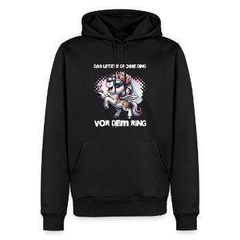 Enterrement de vie de garçon Mariée Enterrement de vie de jeune fille Grondement de femmes - Sweat à capuche Premium bio Homme - noir - Devant - Nico (187cm)