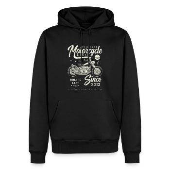 Moto Vintage Motards Moto Anniversaire 2012 - Sweat à capuche Premium bio Homme - noir - Devant - Nico (187cm)