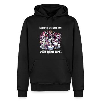 JGA Braut Junggesellinnenabschied Poltern Frauen - Männer Premium Bio Hoodie - Schwarz - Vorne - Nico (187cm)