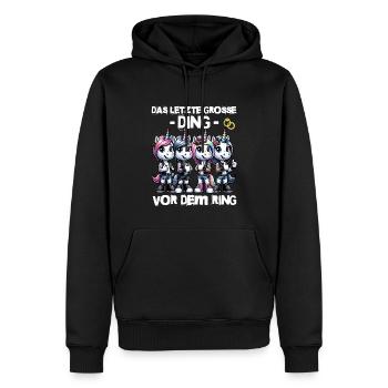 JGA Braut Junggesellinnenabschied Poltern Frauen - Männer Premium Bio Hoodie - Schwarz - Vorne - Nico (187cm)