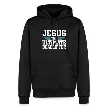Jesus Ultimate Deadlifter Workout Gymnase chrétien - Sweat à capuche Premium bio Homme - noir - Devant - Nico (187cm)