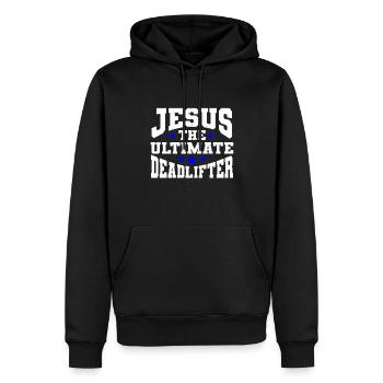Jesus Ultimate Deadlifter Workout Gymnase chrétien - Sweat à capuche Premium bio Homme - noir - Devant - Nico (187cm)
