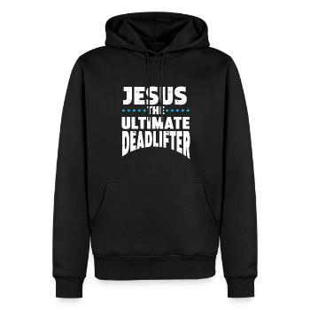 Jesus Ultimate Deadlifter Workout Gymnase chrétien - Sweat à capuche Premium bio Homme - noir - Devant - Nico (187cm)
