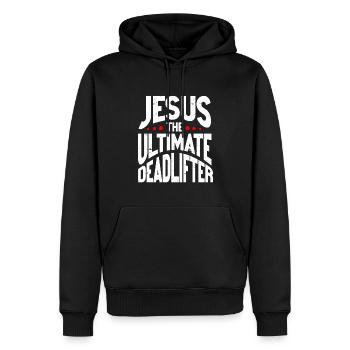 Jesus Ultimate Deadlifter Workout Gymnase chrétien - Sweat à capuche Premium bio Homme - noir - Devant - Nico (187cm)