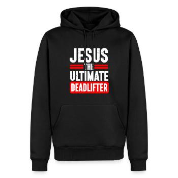 Jesus Ultimate Deadlifter Workout Gymnase chrétien - Sweat à capuche Premium bio Homme - noir - Devant - Nico (187cm)