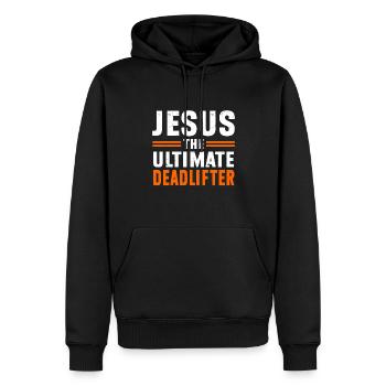 Jesus Ultimate Deadlifter Workout Gymnase chrétien - Sweat à capuche Premium bio Homme - noir - Devant - Nico (187cm)