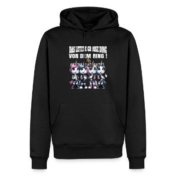 JGA Braut Junggesellinnenabschied Poltern Frauen - Männer Premium Bio Hoodie - Schwarz - Vorne - Nico (187cm)