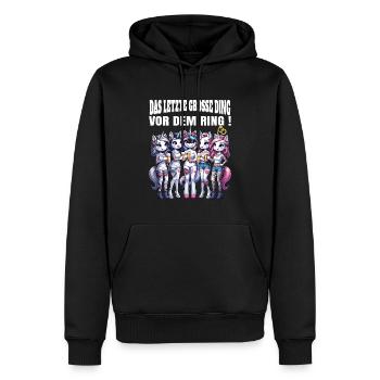 Enterrement de vie de garçon Mariée Enterrement de vie de jeune fille Grondement de femmes - Sweat à capuche Premium bio Homme - noir - Devant - Nico (187cm)