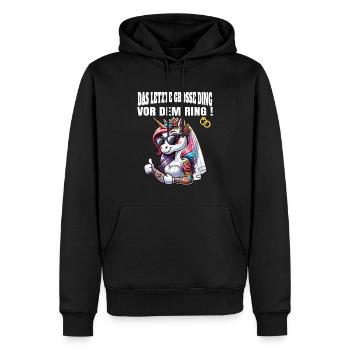 JGA Braut Junggesellinnenabschied Poltern Frauen - Männer Premium Bio Hoodie - Schwarz - Vorne - Nico (187cm)