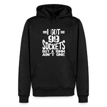 Mécanicien J’ai 99 douilles mais un 10mm n’en est pas un - Sweat à capuche Premium bio Homme - noir - Devant - Nico (187cm)