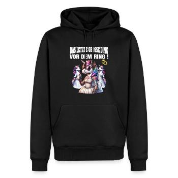 JGA Braut Junggesellinnenabschied Poltern Frauen - Männer Premium Bio Hoodie - Schwarz - Vorne - Nico (187cm)