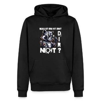 Ich hasse Menschen - Was stimmt denn mit dir nicht - Männer Premium Bio Hoodie - Schwarz - Vorne - Nico (187cm)