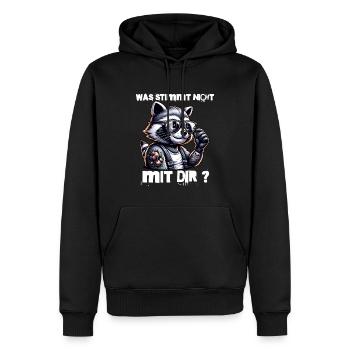 Ich hasse Menschen - Was stimmt denn mit dir nicht - Männer Premium Bio Hoodie - Schwarz - Vorne - Nico (187cm)
