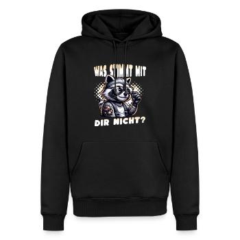 Ich hasse Menschen - Was stimmt denn mit dir nicht - Männer Premium Bio Hoodie - Schwarz - Vorne - Nico (187cm)