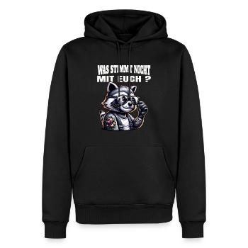 Ich hasse Menschen - Was stimmt denn mit dir nicht - Männer Premium Bio Hoodie - Schwarz - Vorne - Nico (187cm)