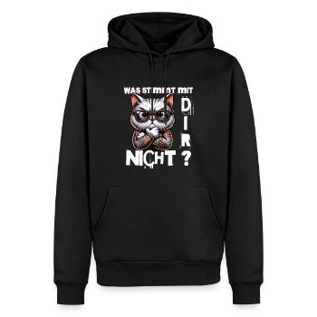 Ich hasse Menschen - Was stimmt denn mit dir nicht - Männer Premium Bio Hoodie - Schwarz - Vorne - Nico (187cm)