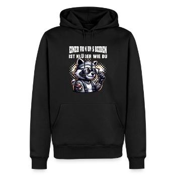 Drôle L’un de nous est plus intelligent que toi - Sweat à capuche Premium bio Homme - noir - Devant - Nico (187cm)