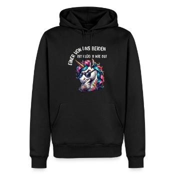 Drôle L’un de nous est plus intelligent que toi - Sweat à capuche Premium bio Homme - noir - Devant - Nico (187cm)