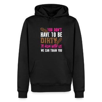 boue course boue fille - Sweat à capuche Premium bio Homme - noir - Devant - Nico (187cm)