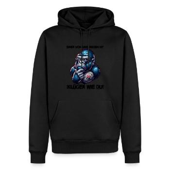 Drôle L’un de nous est plus intelligent que toi - Sweat à capuche Premium bio Homme - noir - Devant - Nico (187cm)