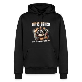 Drôle L’un de nous est plus intelligent que toi - Sweat à capuche Premium bio Homme - noir - Devant - Nico (187cm)