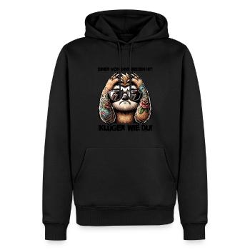 Drôle L’un de nous est plus intelligent que toi - Sweat à capuche Premium bio Homme - noir - Devant - Nico (187cm)