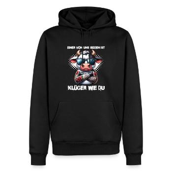 Drôle L’un de nous est plus intelligent que toi - Sweat à capuche Premium bio Homme - noir - Devant - Nico (187cm)