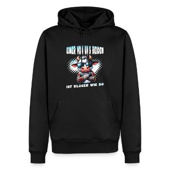 Drôle L’un de nous est plus intelligent que toi - Sweat à capuche Premium bio Homme - noir - Devant - Nico (187cm)