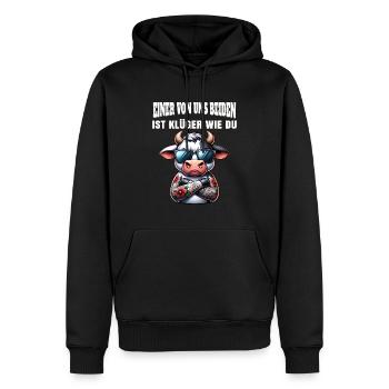 Drôle L’un de nous est plus intelligent que toi - Sweat à capuche Premium bio Homme - noir - Devant - Nico (187cm)