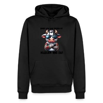 Drôle L’un de nous est plus intelligent que toi - Sweat à capuche Premium bio Homme - noir - Devant - Nico (187cm)