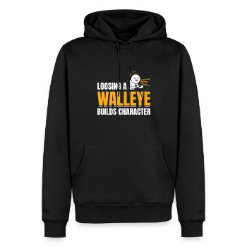 Pêche au doré jaune - Sweat à capuche Premium bio Homme - noir - Devant - Nico (187cm)
