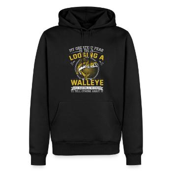 Pêche au doré jaune - Sweat à capuche Premium bio Homme - noir - Devant - Nico (187cm)