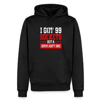 Mécanicien J’ai 99 douilles mais un 10mm n’en est pas un - Sweat à capuche Premium bio Homme - noir - Devant - Nico (187cm)