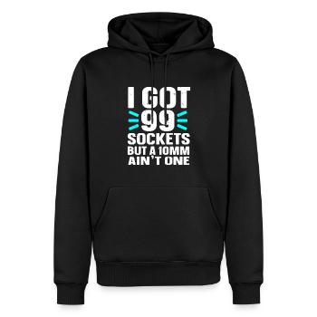 Mécanicien J’ai 99 douilles mais un 10mm n’en est pas un - Sweat à capuche Premium bio Homme - noir - Devant - Nico (187cm)