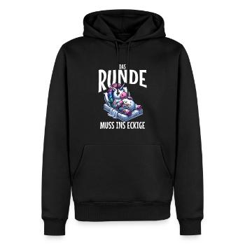 I'm tired so the round has to sleep in the square - Men’s Premium Organic Hoodie - black - Front - Nico (187cm)