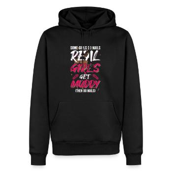boue course boue fille - Sweat à capuche Premium bio Homme - noir - Devant - Nico (187cm)