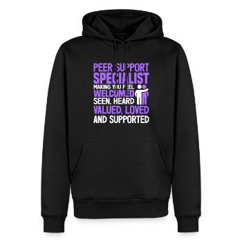 Peer Support Specialist PSS - Männer Premium Bio Hoodie - Schwarz - Vorne - Nico (187cm)