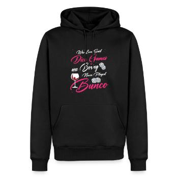 Bunco drôle bunco nuit - Sweat à capuche Premium bio Homme - noir - Devant - Nico (187cm)