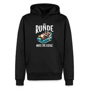 I'm tired so the round has to sleep in the square - Men’s Premium Organic Hoodie - black - Front - Nico (187cm)