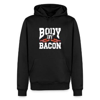Body By Bacon - Männer Premium Bio Hoodie - Schwarz - Vorne - Nico (187cm)