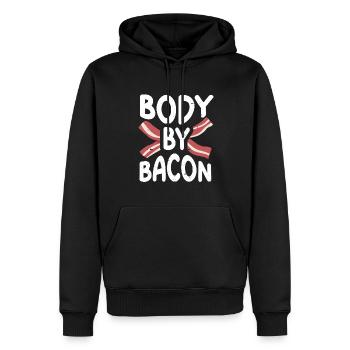 Body By Bacon - Männer Premium Bio Hoodie - Schwarz - Vorne - Nico (187cm)