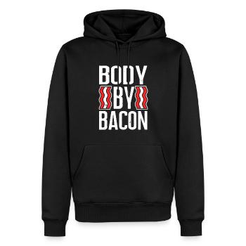 Body By Bacon - Männer Premium Bio Hoodie - Schwarz - Vorne - Nico (187cm)